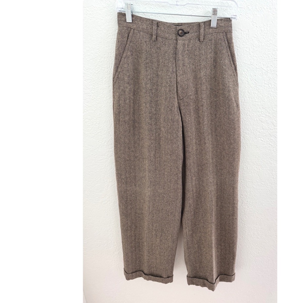 Vtg Y2K Gap Wool Silk Herringbone Trouser Pants Size 4 Collegiate Grandpa-Core